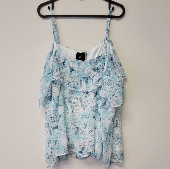 Torrid Disney Cinderella Sketches Flutter Cold Shoulder Top Blue 2X - Picture 4 of 11